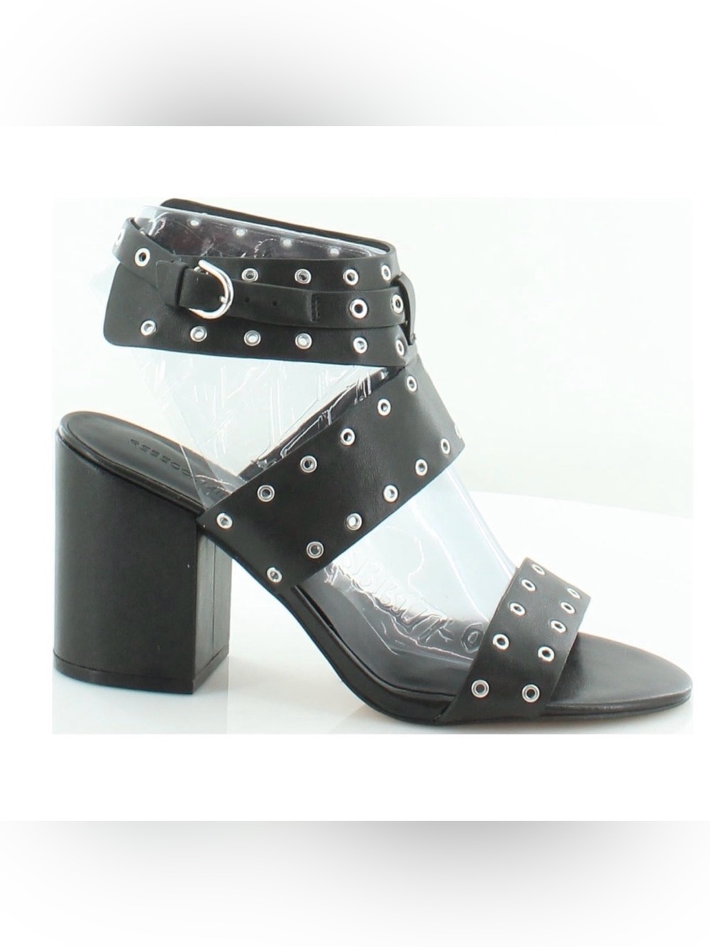Rebecca Minkoff Carter Studded Block Heel Sandals Black Leather Size 7 NIB